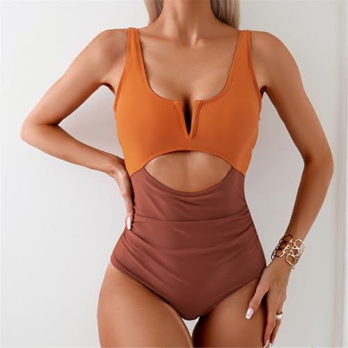 Family Matching Swimsuits Mommy and Me Cutout Colorblock Bathing Suits High Waisted Tummy Control One Piece Swimwear4