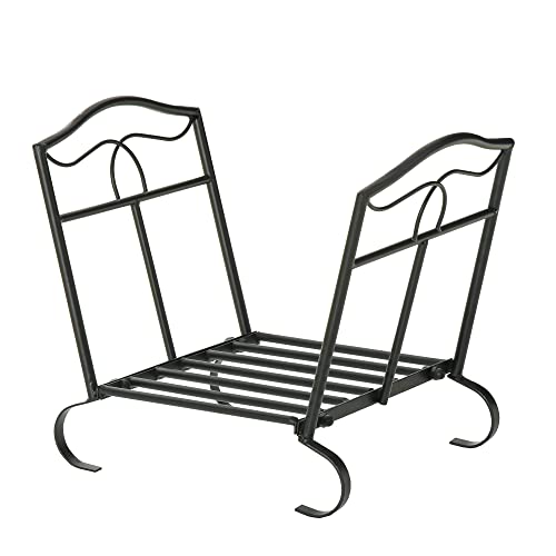 Outsunny Estante para Leña Metálico 47x30x38 cm Leñero Exterior e Interior Vintage Soporte para...