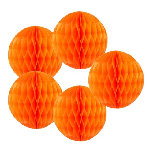 Lot de 5 boules de fleurs en papier de soie pour décorations de fête d'anniversaire de mariage, de mariage (orange, 25 cm)
