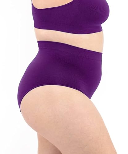 LEELA LAB High Waist Slip Damen, Unterwäsche aus weicher Mikrofaser, hergestellt mit Seamless Technologie - Made in Italy (Violet, M/L) Cover