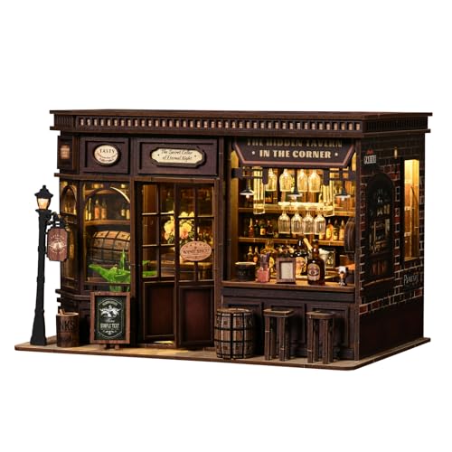 CRESYMME ミニチュアハウス ドールハウス ブックヌック キット 木製 DIY 立体 趣味 手作り（角の小さな酒場）
