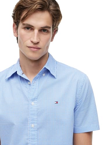 Image of Tommy Hilfiger Men's Short Sleeve Poplin Shirts in Regular Fit, Men's Button Down Shirts