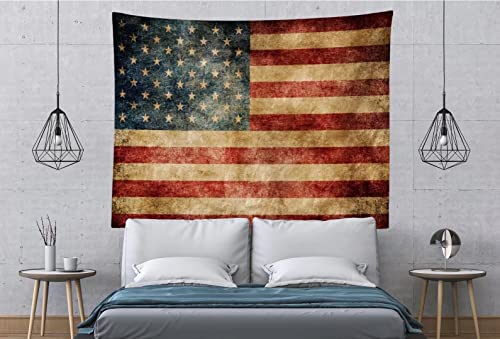 Beleco Vintage American Flag Tapestry Wall Hanging 80X60 Inch Retro Stars And Stripes Rustic Red Blue Us Flag Tapestry Patriotic Decorations Party Wall Tapestry For Bedroom Living Room Dorm Decor #TOP2