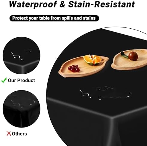 QZYL 4 PCS Picnic Table Cover with Bench Covers, Black Plastic Table Cloths, 54 X 108 in Disposable Waterproof Rectangle Table Covers for Camping Birthdays Weddings Parties Christmas - 2