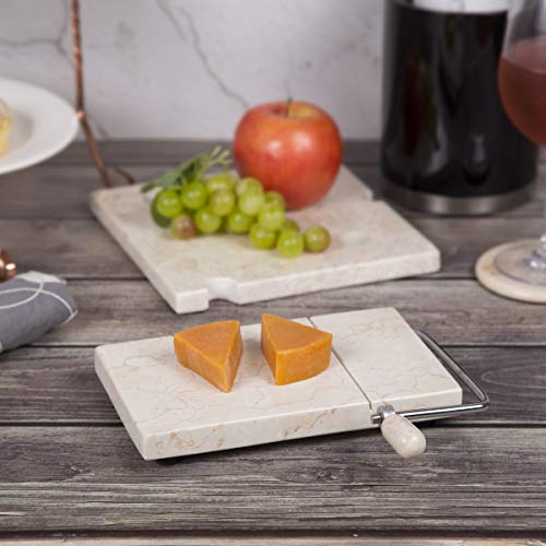 Creative Home Natural Champagne Marble Cheese Slicer Wire Cheese Butter Cutter, 5" L x 8" W, Beige