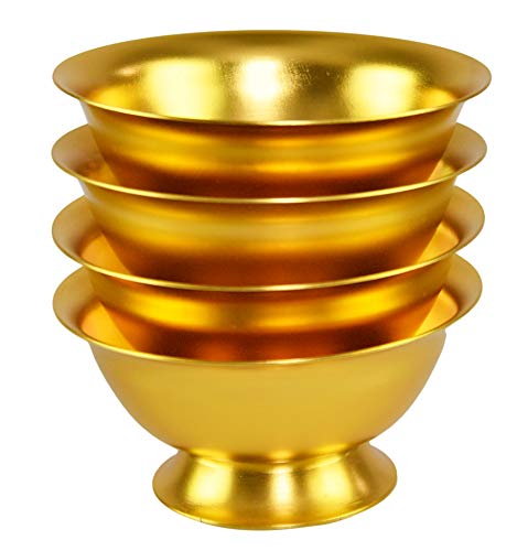 Home-X Gold Aluminum Bowls, Serving Dishes, Colorful Food Prep Bowls, Nesting Assorted Colors, Set Of 4 – 4 ½” D X 2” H #TOP2