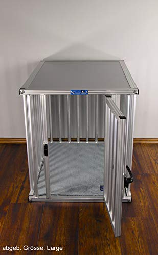 Callieway® ALU DOGBOX/Hundebox/ALU Hundkäfig für Büro und Daheim (nur vertikale Stäbe) (XLarge: 95cm (L), 66cm (B;Türseite), 70cm (H))
