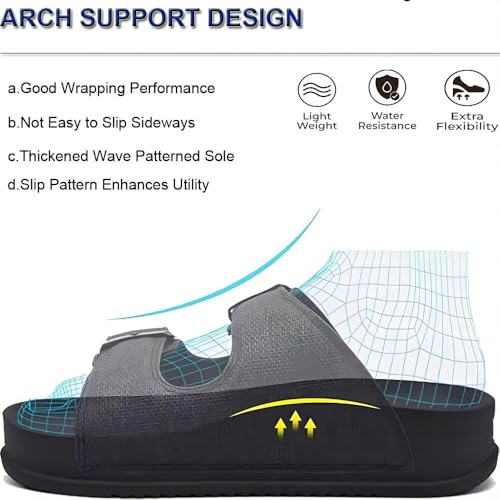 Asifn Men's Adjustable Orthotic Sandals Comfort Casual Summer Buckle Sport Lightweight Waterproof Handmade Slippers4