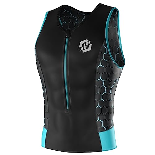 SLS3 Mens Triathlon Top Sleeveless – Full Zip Tri Top Men, 2 Pocks - Triathlon Shirts Men, Breathable AG Fabric