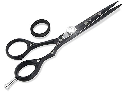 Preisvergleich Produktbild Kazuko Friseurschere Haarschere mit Blumen, schwarz