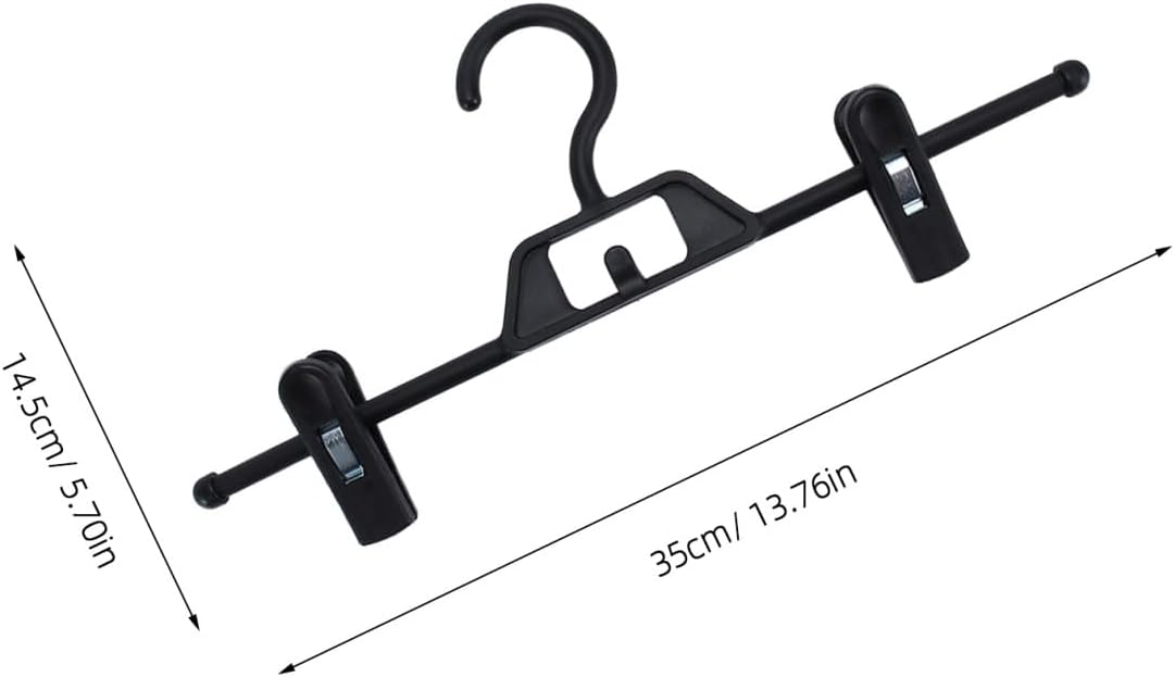 10pcs Adjustable Pants Hangers Clips Plastic Laundry Pants Rack Non-Slip Clothes Clips for Adult, 35x14.5cm Black, Space-Saving Wardrobe Storage