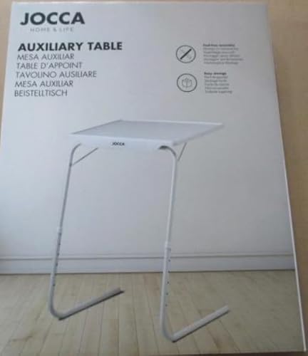 Miniatura 4 de Jocca Mesa Auxiliar Plegable Sofá Salón, Mesa Blanca Regulable Y Portátil, Ideal Para Comer, Trabajar, Y Ahorro De Espacio, Estilo Moderno Minimalista
