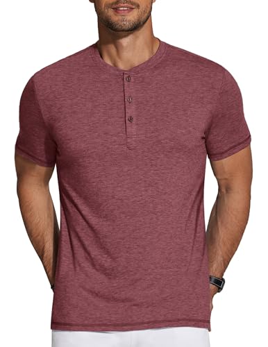 Image of COOFANDY Men's Henley Shirts Short Sleeve Casual Basic Tee Summer Button Henley Soild T Shirts
