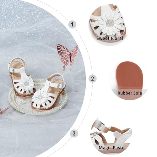 Otter MOMO Girls Closed Toe Princess Flat Sandals with Comfort Sole Summer White Sandals Size 11 by Otter MOMO - Used condition - Image 7