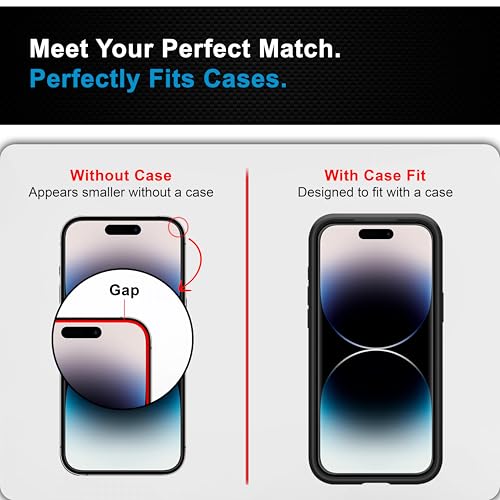 Image of CEDO Magic Box Tempered Glass for iPhone 14 Pro | Dust & Bublle Free Installation Screen Protector with auto Alignment Tool | HD Clear Quality Tempered Glass with Easy Installation Kit (Black)