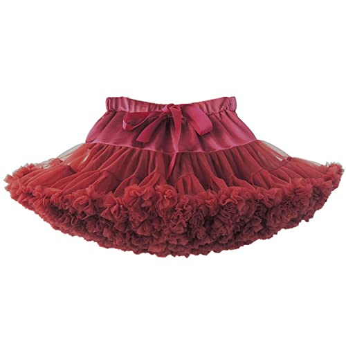 Verve Jelly Las niñas se visten con flores Falda de tul para niñas Ropa para niñas pequeñas con tutú Faldas de tutú para bebés Cubierta de pañales Bloomers Falda de tul Vino rojo M 5-7 años