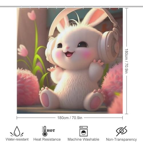 Rideau de douche anti éclaboussures lapin lavable en machine