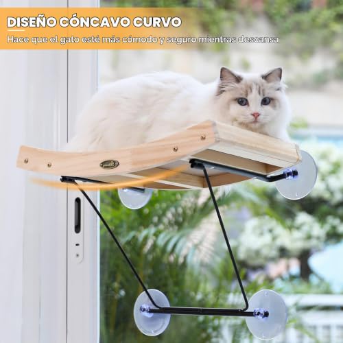 Miniatura 2 de Pecute Hamaca Ventana De Gato Con Sisal Cama Gato Colgante Para Gato, Hamaca Ventosa Para Gatos, Soportar Hasta 15kg