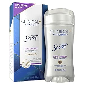 Secret Clinical Strength Antiperspirant Deodorant for Women Clean Lavender Scent Clear Gel 2.6 Oz