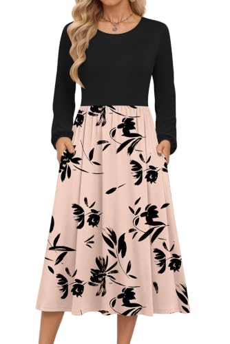 Image of MOLERANI Women's Long Sleeve A Line Casual Dress Shadow Flower S