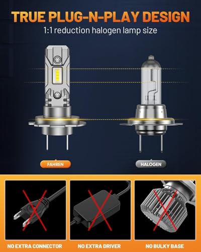 Image of FORENNER NextGen H7 Light Bulb, 1000% Upgrade Bright, 1:1 Mini Size H7 /H7LL Fog Light Thermostatic Control Design, IP68 No Adaptor Required Quick Install Light Kit Pack of 2