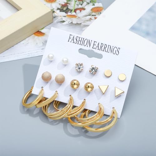NEWITIN Conjunto de 24 peças de joias de ouro para mulheres, bijuterias modernas, colar banhado a ou