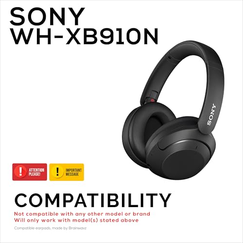 Almohadillas híbridas para auriculares Sony WH-XB910N, gel refrescante, tela súper suave, cuero PU y espuma viscoelástica más gruesa para mayor comodidad, por Brainwavz miniatura 2