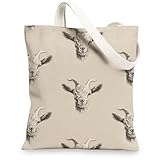 Bolsas de lona vintage de cabra, bolsas de compras reutilizables con patrón de cabra, bolsas de lona ligeras y lavables con correa de hombro para gimnasio, viajes, playa, picnic, 13 x 15 pulgadas