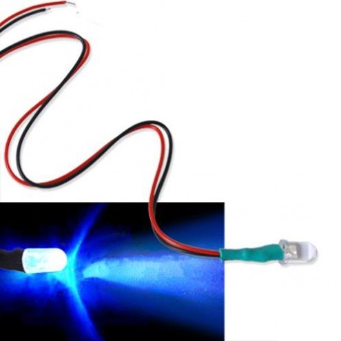 2X Blue LED Light Single Bulb Pre-Wired Light 5-12V 5mm Bright Round Top Clear — view 7