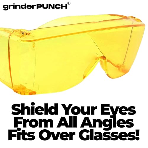 grinderPUNCH Cover-Ups Night Driving Fit Over Sunglasses - Wrap Around Sunglasses - People Who Wear Prescription Glasses in the Sun (Yellow)3