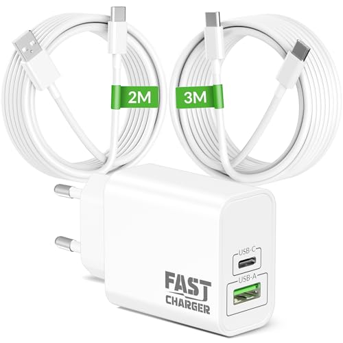 40W 2-Porte Caricatore Rapido per iPhone 17/Air/16/16e/15 Pro Max Plus, iPad Pro/Air, iPad 10/11 A16 Gen, Original Caricabatterie Accessori USB C 30W+10W Alimentatore con [2M+3M] Lungo Cavo Tipo C product image