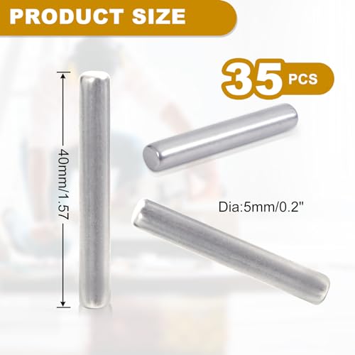 QXSKSLH 35 Pcs 5mm x 40mm Shelves Dowel Pin,304 Stainless Steel, Shelf Support Pegs Pin Rod Fasten Elements Metal Shelf Pegs