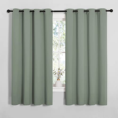 Image of NICETOWN Bedroom Curtain Panels Blackout Draperies, Thermal Insulated Solid Grommet Blackout Curtains /Drapes (Sage Green, 1 Pair, 55 by 68-inch)