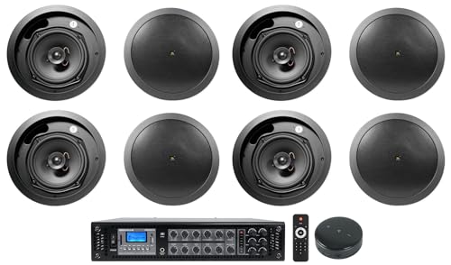 Rockville (1 RCS350-6 350 Watt 6 Zone 70v Commercial/Restaurant Amplifier/Bluetooth Bundle with (8) JBL Control 16C/T-BK 6.5