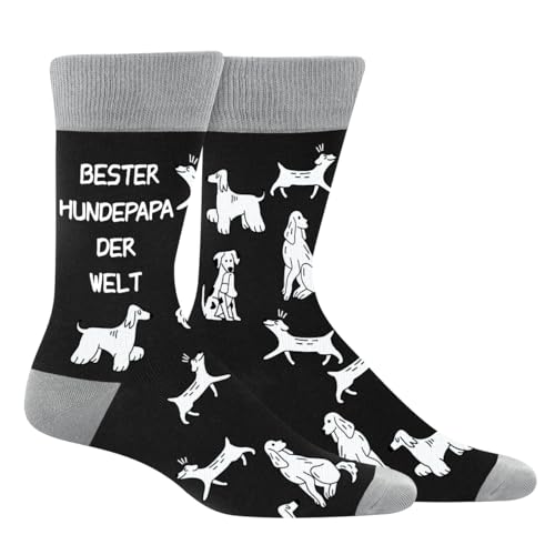 Lustige Socken Herren Papa Hundepapa - BEST DOG DAD EVER Geschenke für Männer - Bunte Witzige Motiv Hund Socken Happy Funny Socks - Geburtstagsgeschenk Vatertag Weihnachten Strümpfe Geschenkideen