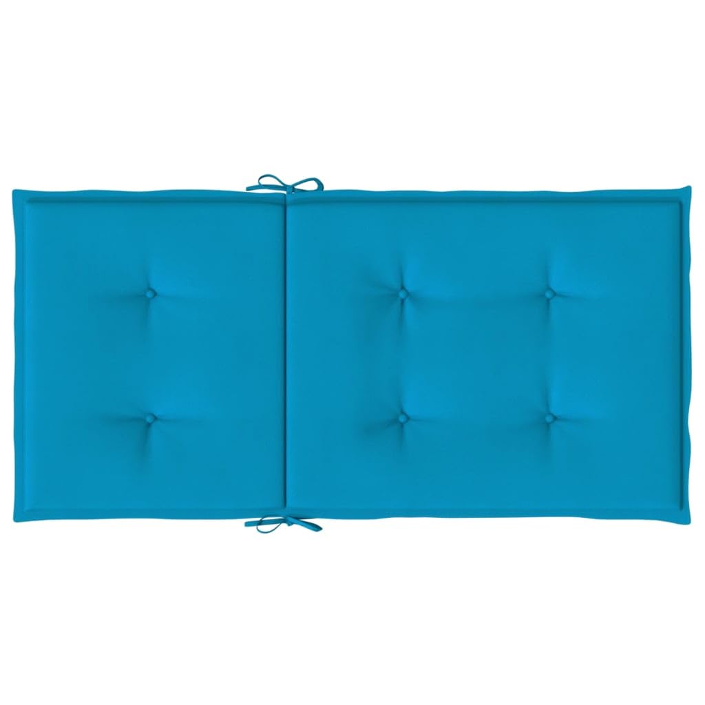 2er Set Gartenstuhlauflagen Niedriglehner 100x50x3cm Blau - Bequeme Stuhlkissen mit Haltebändern und Rückengurt - Sitzauflagen für Gartenstühle und Terrasse