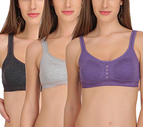 Image of FIMS - Fashion is my style Women's Lycra & Cotton Non Padded Non-Wired Sports Bra (Pack of 3)