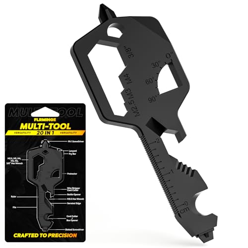 Key Shaped Pocket MultiTool 20-in1 Multi Tool, Stainless Steel Keychain