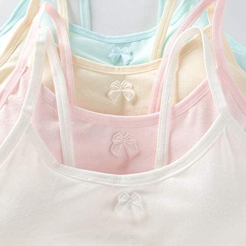 Horoshop Sutiã esportivo de alças finas para meninas, cor doce laço acolchoado sem fio 7-14T
