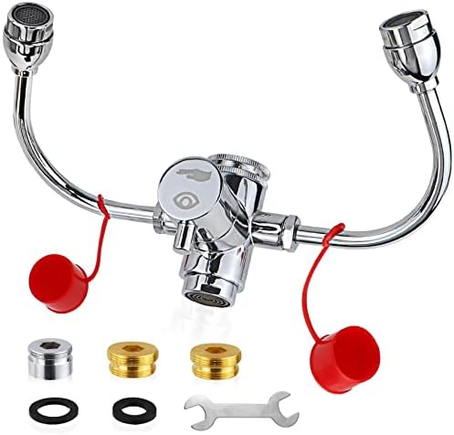 Eyewash Station, Faucet Eye Wash for Sink Attachment, 360°Rotation Eye Wash Station with Covers, Quick-Opening Eye Flush Shower Set Available for Lab, Factory, Office and Home.