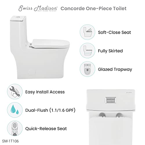 Swiss Madison Well Made Forever SM-1T106 Concorde One Piece Toilet, Glossy White - Thumbnail 7