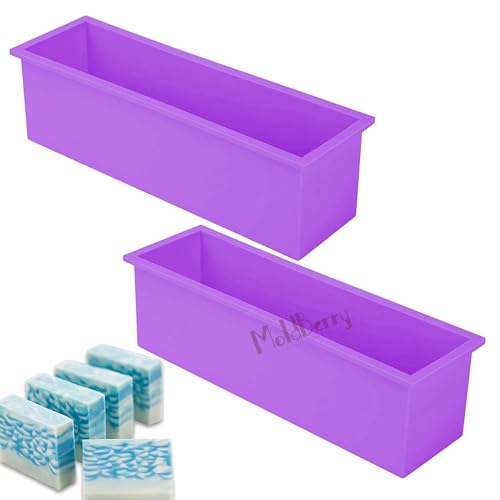 Image of MoldBerry Silicone Flexible & Reusable Soap Mold | Loaf Soap Mould for Soap Making | Rectangular Shape Soap Mould | Soap Mold for Rectangle Bars for Homemade Soaps, Bath Bomb (Pack-2)