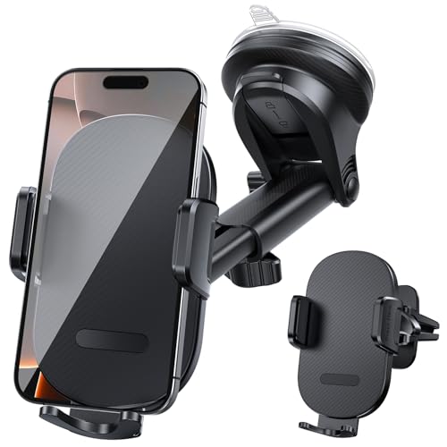 Vexloria Car Phone Holder [Upgraded Suction], Car Phone Mount 360° Rotation, With Super Strong Suction,Phone Cradle for Dashboard/Windscreen/Air Vent, Phone Holder for all 4.0''-7.0'' phones black