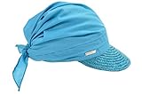 mit Visier Seeberger Damen Sonnenhut Stroh-/Stoffcap (Hellblau)