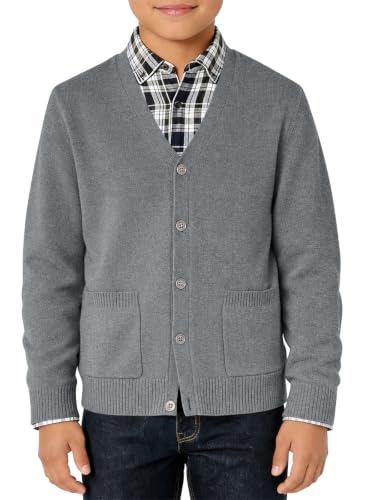 Haloumoning Boys Cardigan Sweater V Neck Button Down Uniform Sweater 5-14Y