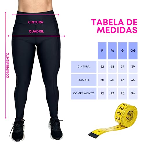 Kit 2 Leggings Feminina com Bolsos, Calça Cintura Alta, Cós Alto, Legging Corrida, Fitness, Academia