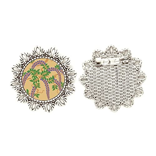Broche de plata de ley con flor japonesa morada de alta joyería