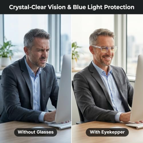 Image of Eyekepper Blue Light Reading Glasses Men Women 4.0, Small Clear
