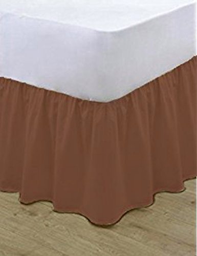 Gold Star Bedding Plain Dyed Poly Cotton Soft Frilled Base Valance Sheets Bed Sheets Covers (Chocolate, Single) — image 1