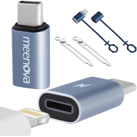 Meenova 60W Lightning to USB C Adapter for iPhone 16 15 Pro Max Plus, S24, Type C Charging Converter, iPhone Lightning to USB-C Adaptor Not for Audio, Apple AirPods Accessories USBC Charger CarPlay Cover